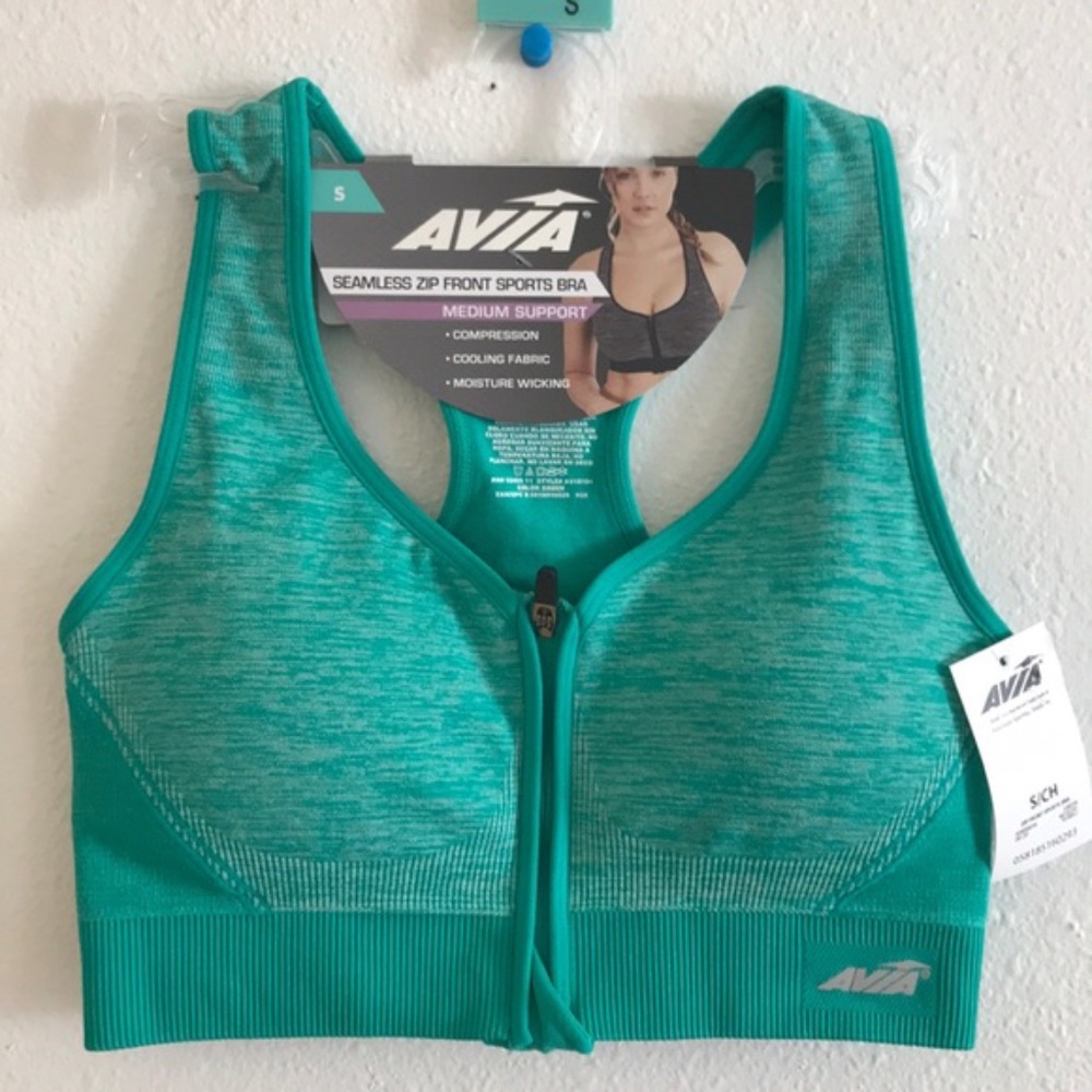 Avia SEAMLESS ZIP FRONT SPORTS BRA MEDIUM SUPPORT size S